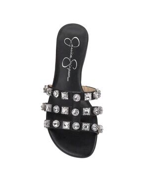 Jessica Simpson Black Crystal-Stud Slide Sandal